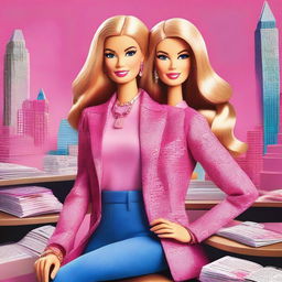 A vibrant and empowering portrait of Barbie styled as Gisele Halimi, the renowned feminist lawyer and activist