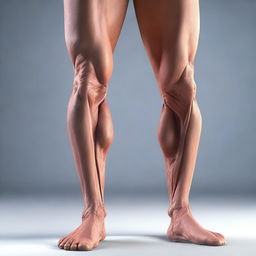 A realistic and detailed image of human legs, showing the muscles and skin texture