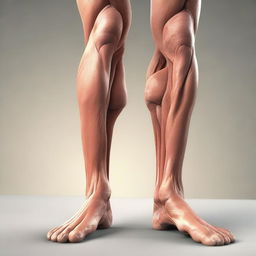 A realistic and detailed image of human legs, showing the muscles and skin texture