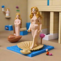 Create a 3D model of Sandro Botticelli's 'The Birth of Venus' reimagined using Lego blocks