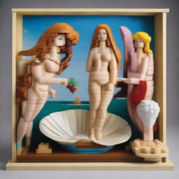 Create a 3D model of Sandro Botticelli's 'The Birth of Venus' reimagined using Lego blocks