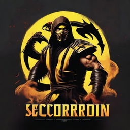 Create a movie title poster for a film named 'The Scorpion' set in the Mortal Kombat universe