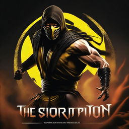 Create a movie title poster for a film named 'The Scorpion' set in the Mortal Kombat universe