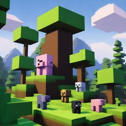 Create a vibrant and detailed scene in the Minecraft universe