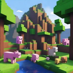 Create a vibrant and detailed scene in the Minecraft universe