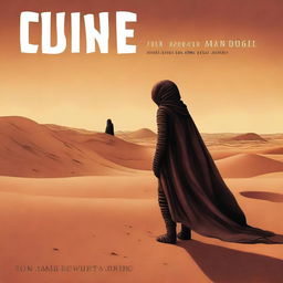 The cover features a desolate desert landscape with a giant worm creature standing tall in the foreground