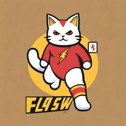 A maneki neko, the Japanese lucky cat, dressed in a costume of The Flash, the famous superhero, but with a twist: the costume features a prominent 'N' logo instead of the usual lightning bolt