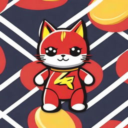 A maneki neko, the Japanese lucky cat, dressed in a costume of The Flash, the famous superhero, but with a twist: the costume features a prominent 'N' logo instead of the usual lightning bolt