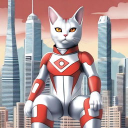 An Ultraman neko, a cat dressed as the iconic Japanese superhero Ultraman