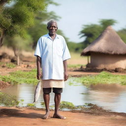 A serene island village in Zambia, showcasing an abundance of fish and fertile soil