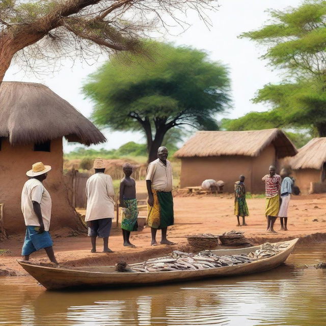 A picturesque island village in Zambia, teeming with fish and fertile soil