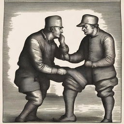 Captain Richard Swayne from the Cork Militia, notorious for inventing the pitch cap torture, is depicted