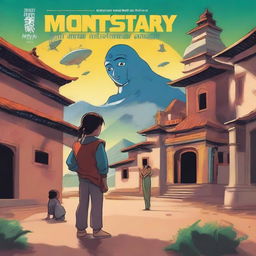 Design a book cover for a sci-fi novel titled 'The Secret of the Monastery'