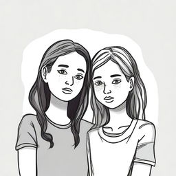 Create an image depicting two girls who form a bond over their struggles with self-harm