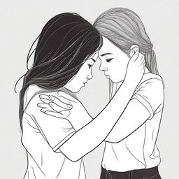 Create an image depicting two girls who form a bond over their struggles with self-harm