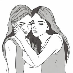 Create an image depicting two girls who form a bond over their struggles with self-harm