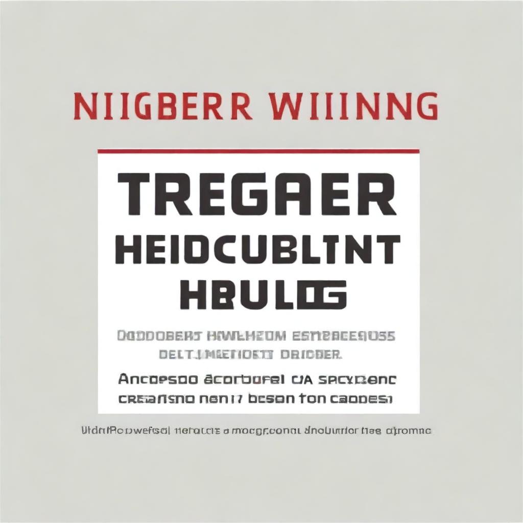 Create a trigger warning sign that clearly states: 'Trigger Warning: This content includes mental health issues, strong language, and delicate topics