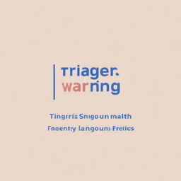 Create a trigger warning sign that clearly states: 'Trigger Warning: This content includes mental health issues, strong language, and delicate topics