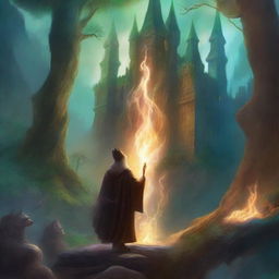 A fantastical scene depicting the Realm of Azern with a powerful Wizard King rising to power