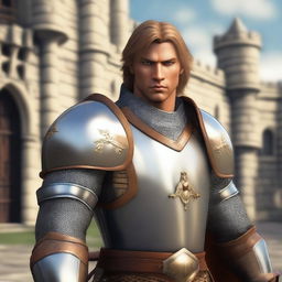 A realistic depiction of a human with tan skin dressed as a paladin