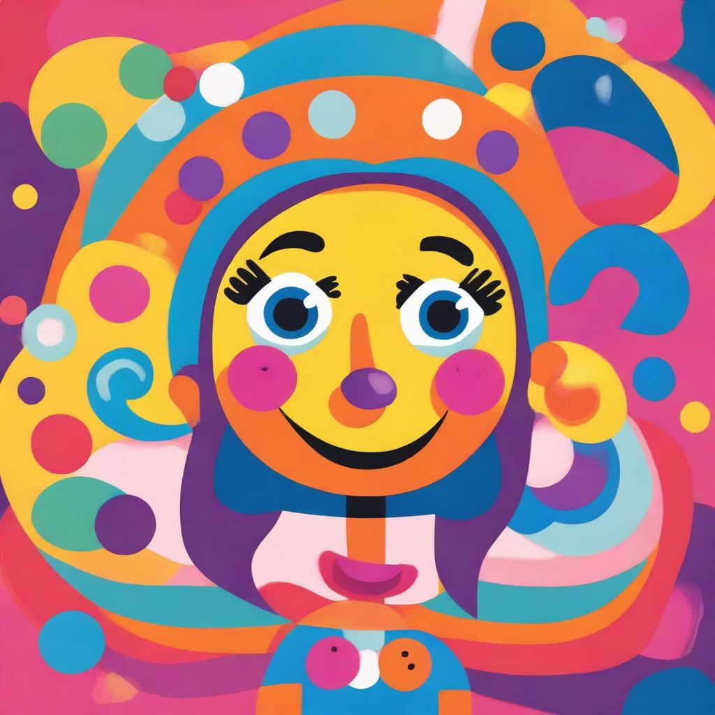 A whimsical character named Miss Circle, depicted in a playful and colorful style