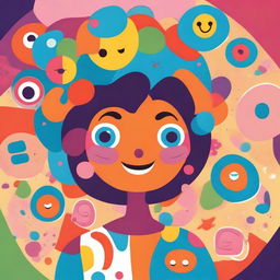 A whimsical character named Miss Circle, depicted in a playful and colorful style