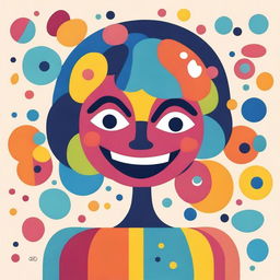 A whimsical character named Miss Circle, depicted in a playful and colorful style