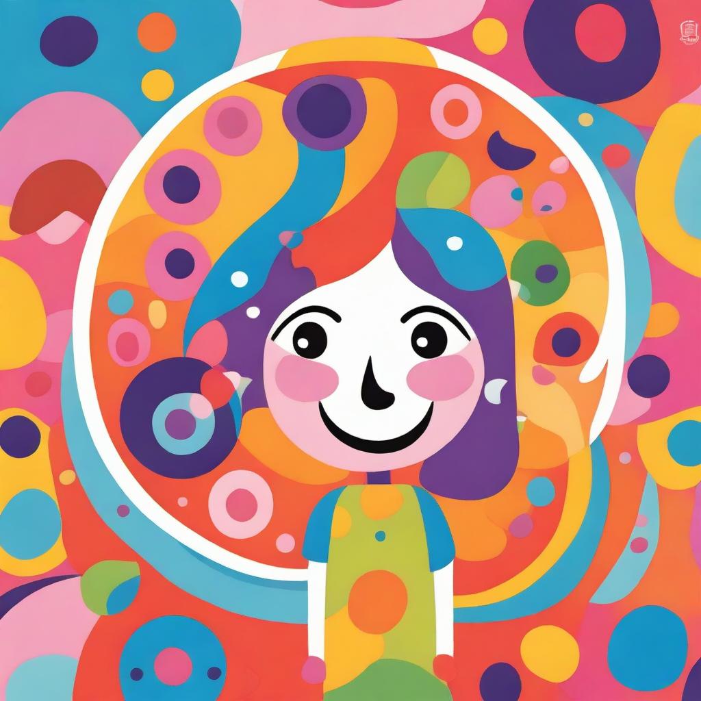 A whimsical character named Miss Circle, depicted in a playful and colorful style