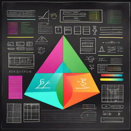 A vibrant and engaging illustration of various mathematics concepts, including algebra, geometry, and calculus, with colorful equations, graphs, and geometric shapes