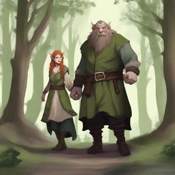 A depiction of the Firbolg race, featuring both male and female Firbolgs