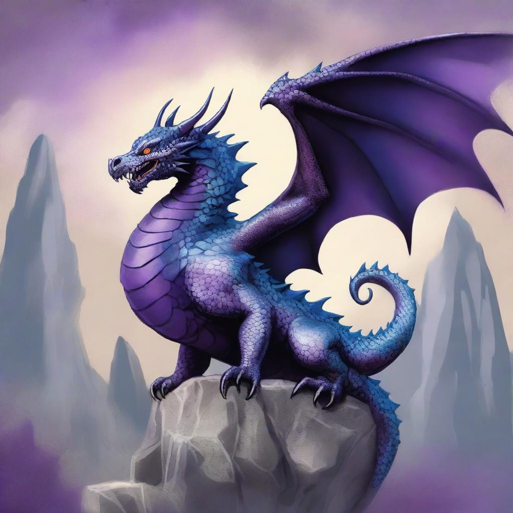 Create a book cover depicting a dragon with pewter scales, large teeth, and super big wings