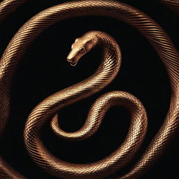 A dark gold and black textured background with a gold snake twisted into a figure 8 shape