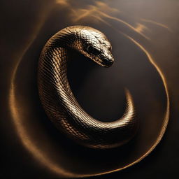 A dark gold and black textured background with a gold snake twisted into a figure 8 shape