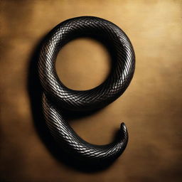 A dark gold and black textured background with a gold snake twisted into a figure 8 shape