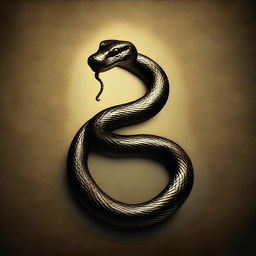 A dark gold and black textured background with a gold snake twisted into a figure 8 shape