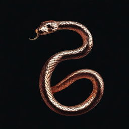 A black textured background with a single, large gold snake twisted into a figure 8 shape