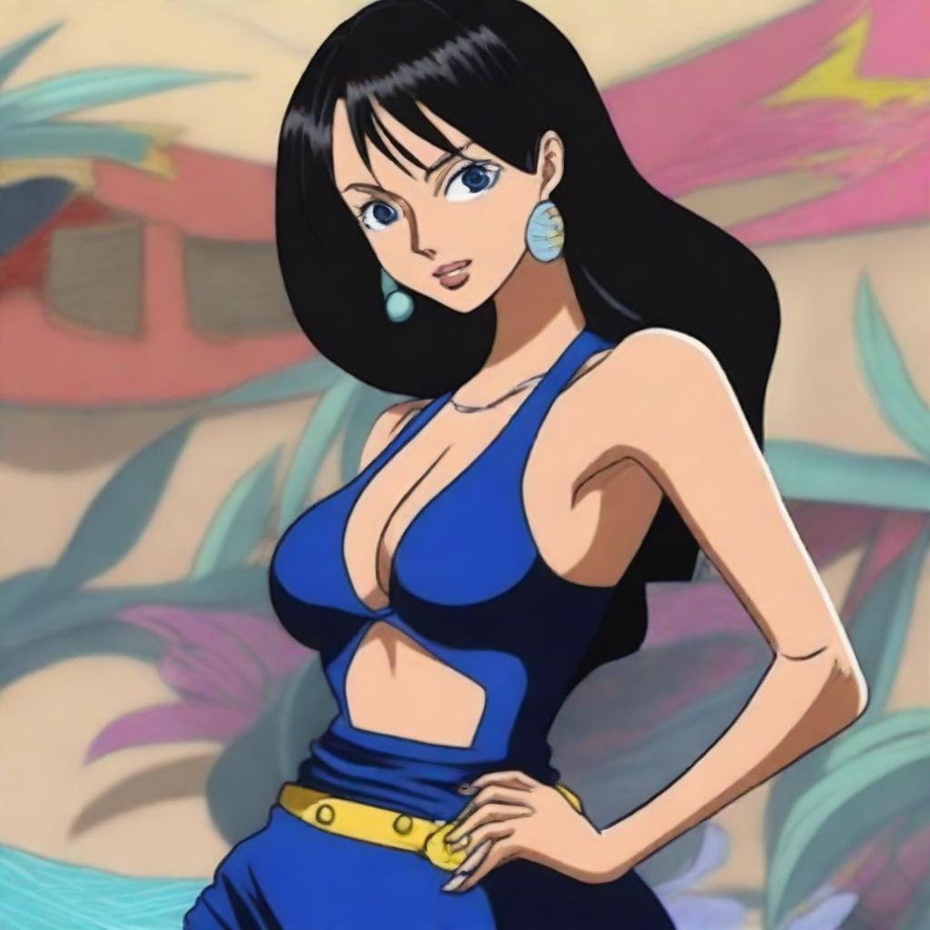 A detailed and vibrant illustration of Nico Robin, a character from the One Piece series