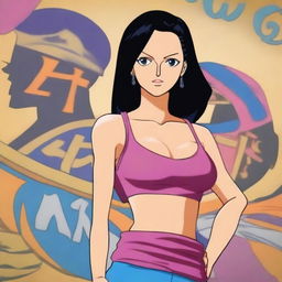 A detailed and vibrant illustration of Nico Robin, a character from the One Piece series