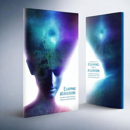 Create an ebook cover titled 'Escaping the Illusion: AI, Reality Creation, and the Path to Awakening