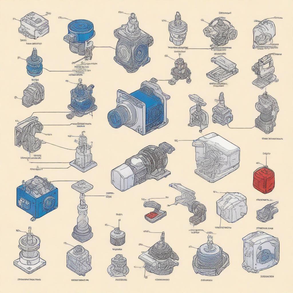 A detailed illustration of sensors and actuators in a mechatronics system