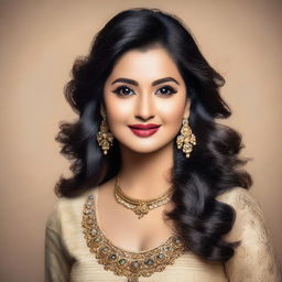 A detailed portrait of Porimoni, a popular Bangladeshi actress, showcasing her elegant and glamorous style