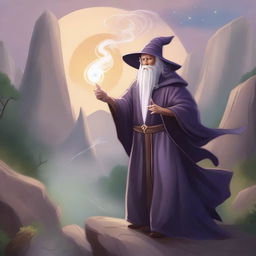 A detailed illustration of a wizard casting a spell, perfect for a Dungeons & Dragons character sheet