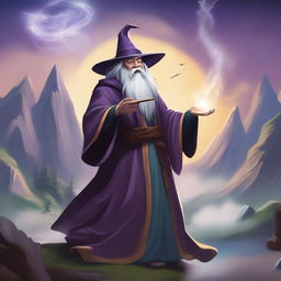 A detailed illustration of a wizard casting a spell, perfect for a Dungeons & Dragons character sheet