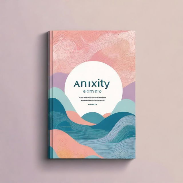 A book cover design focused on anxiety, featuring calming colors and abstract patterns that evoke a sense of inner turmoil and peace