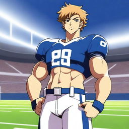 An anime-style image of a hunky student who is part of the football team