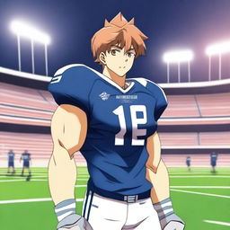 An anime-style image of a hunky student who is part of the football team