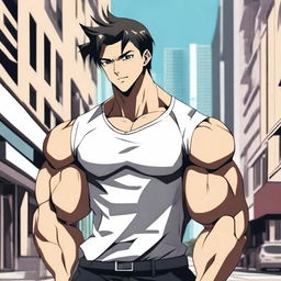 An anime-style image of a hunky man