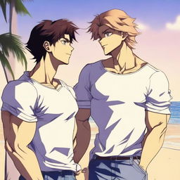 An anime-style image of two hunky boyfriends