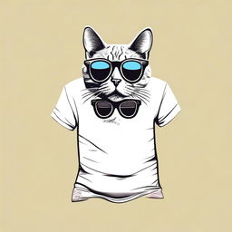 A stylish T-shirt design featuring a cool cat named Huddi