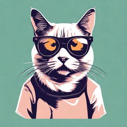 A stylish T-shirt design featuring a cool cat named Huddi